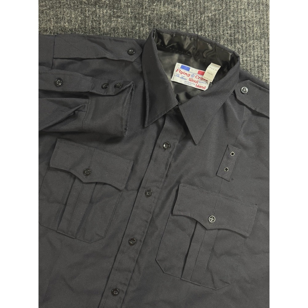 Flying Cross Deluxe Wool Blend Uniform Shirt Navy Blue 17.5x33 07W8786Z USA Made